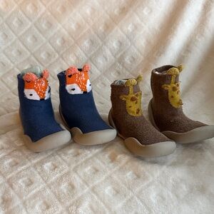 Kids' Animal Face Booties - Blue and Brown
